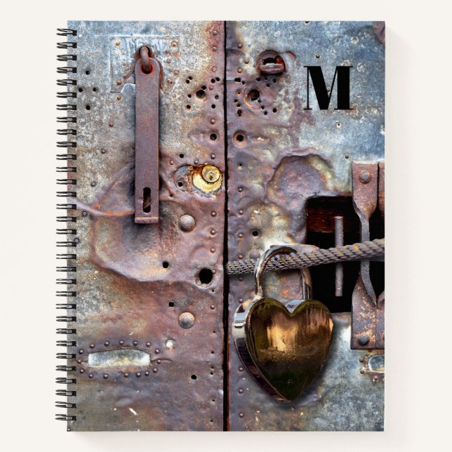 Cahier de journal intime métallisé grunge à cœur s (Devant)