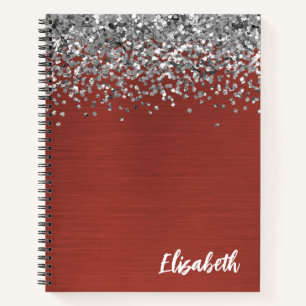 Cahier de monogramme en métal brossé avec paillett