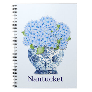 Cahier de Nantucket à motifs floraux bleu et blanc
