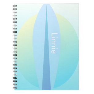 Cahier de nom de soleil ombré de surf bleu