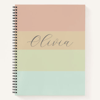 Cahier de nom Olivia à dégradé de sauge rose