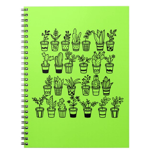 Cahier de notes avec de mignonnes plantes vertes e (Devant)