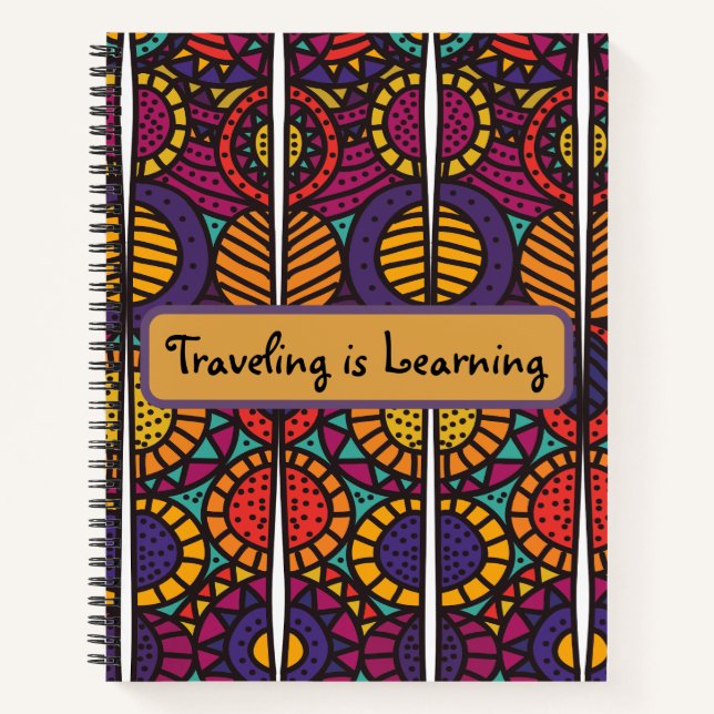 Cahier de notes avec motif africain 8,5 x 11 (Devant)
