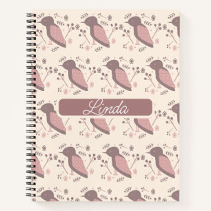 Cahier de notes Bohemian Birds Rose Muet Nom