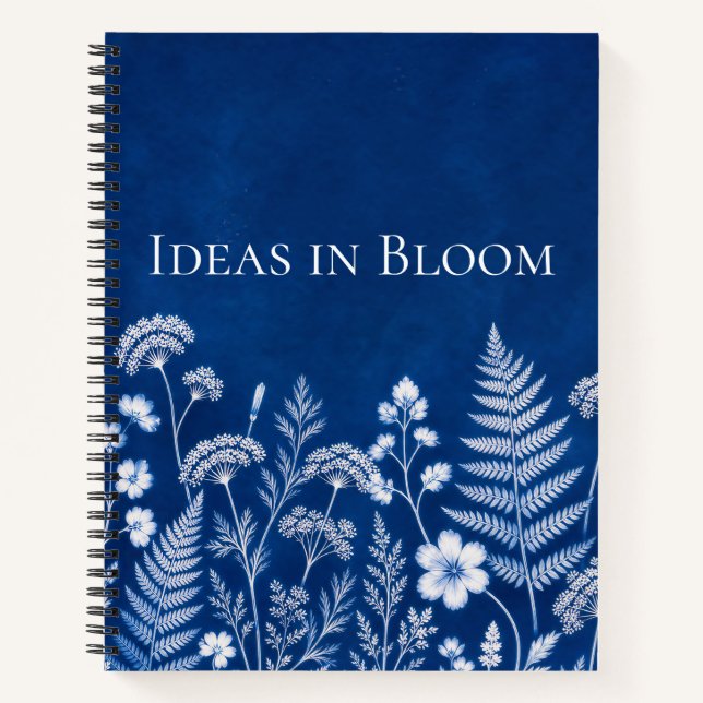 Cahier de notes botanique bleu Ideas in Bloom (Devant)