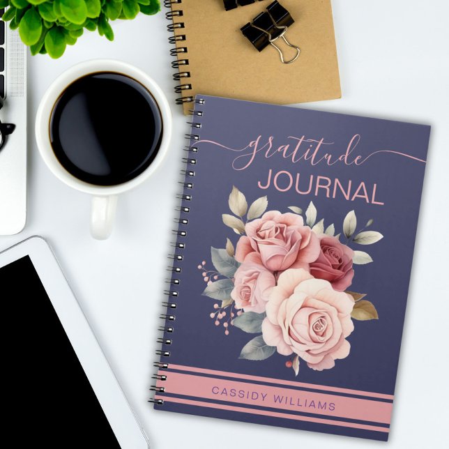 Cahier de notes de gratitude de fleurs violettes e (Créateur téléchargé)
