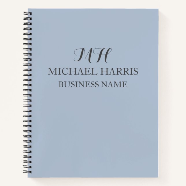 Cahier de notes de travail à monogramme bleu profe (Devant)