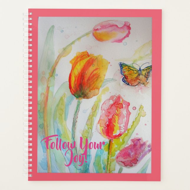 Cahier de notes Fleurs de tulipes Tulipe rose (Devant)