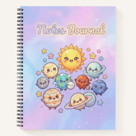 Cahier de notes mignon du système solaire
