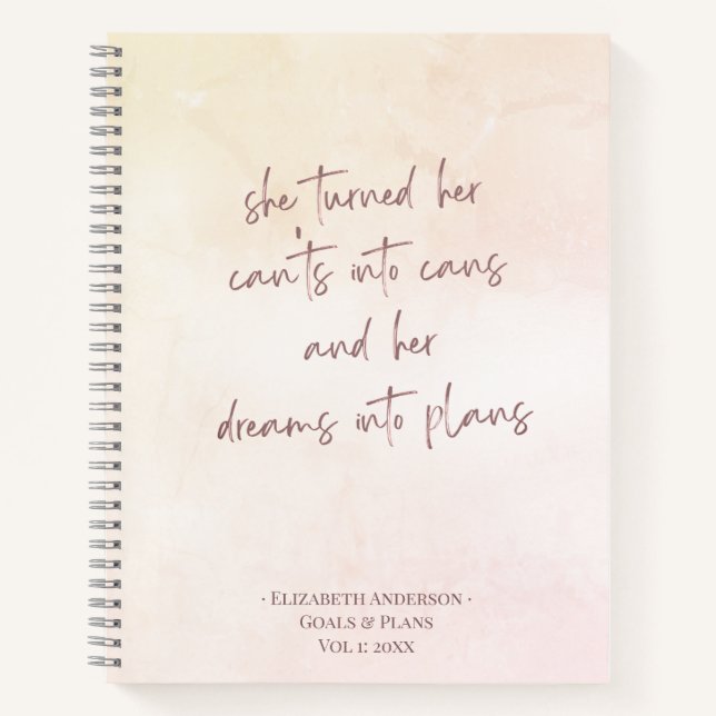 Cahier de Notes Objectifs & Plans Beige (Devant)