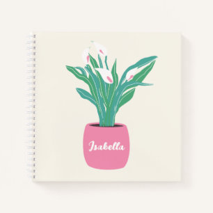 Cahier de notes personnalisé avec plante de paix e