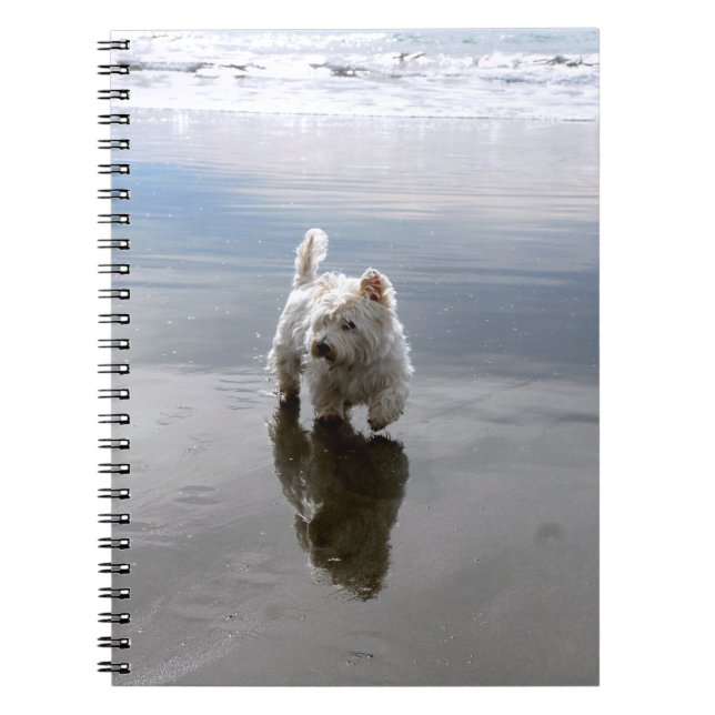 Cahier de photos de réflexion de Westie de plage (Devant)