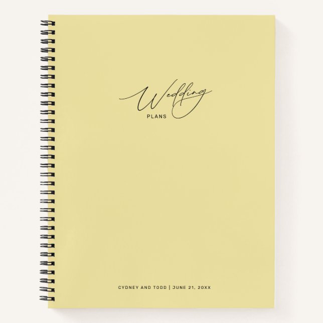 Cahier de Plans de Mariage Jaune Crème au Beurre (Devant)