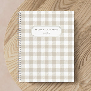 Cahier de recettes à carreaux buff beige de ferme