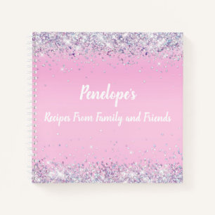 Cahier de recettes à monogramme avec strass hologr