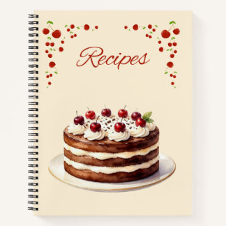 Cahier de recettes de gâteau de la Forêt-Noire et 