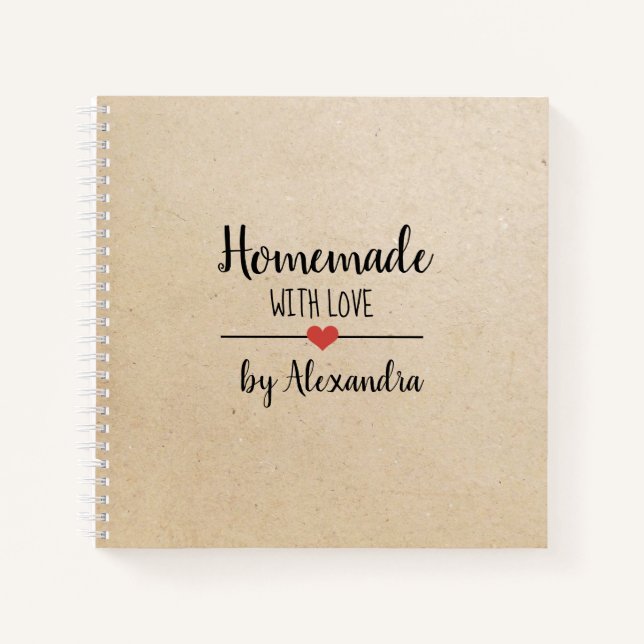 Cahier de recettes maison avec amour kraft (Devant)