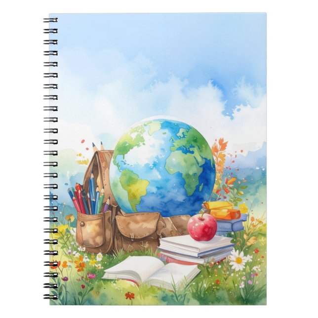 Cahier de rentrée scolaire à l'aquarelle (Devant)
