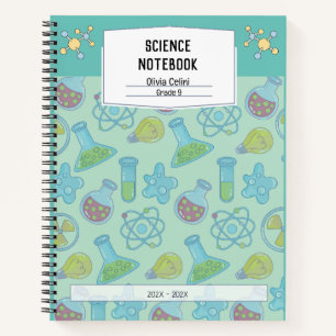 Cahier de sciences ludique jaune doux personnalisé