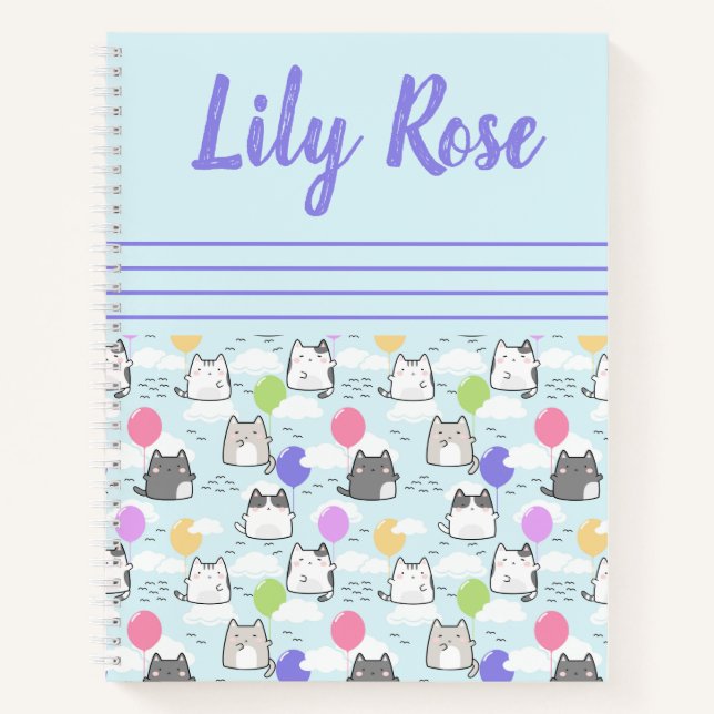 Cahier de texte motif chats mignons personnalisé p (Devant)