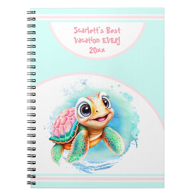 Cahier de vacances d'été Tortue Mignonne (Devant)