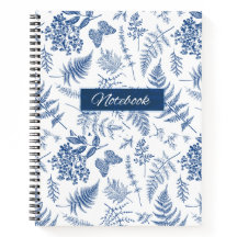 Cahier Deluxe à Spirale Botanique Bleu