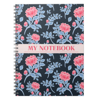 Cahier d'esthétique floral rose et bleu ciel