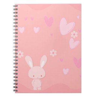 Cahier d'illustration de lapin rose mignon avec de