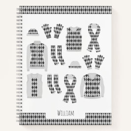 Cahier d'objets à motif Argyle gris