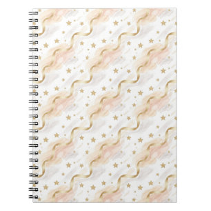 Cahier élégant aquarelle étoiles dorées et rose