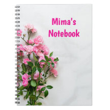 Cahier élégant avec prénom personnalisé rose