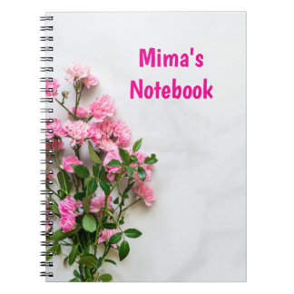 Cahier élégant avec prénom personnalisé rose