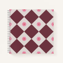 Cahier élégant en burgundy et gris à motif floral 