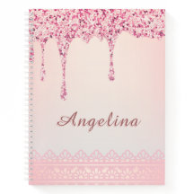 Cahier Élégant Rose Glam Paillettes Dégoulinant