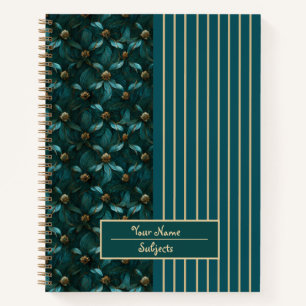 Cahier élégant sarcelle-or
