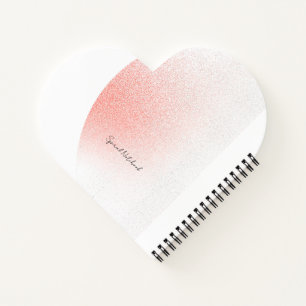 Cahier en spirale de forme cœur de couleur rose co