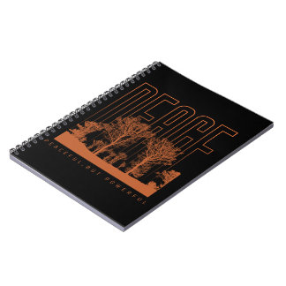 Cahier en spirale noir orange futuriste Paix