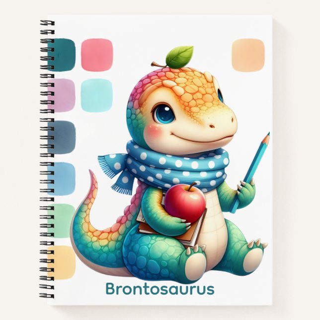 Cahier Enfant Adorable Bébé Brontosaure (Devant)