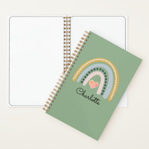 Cahier Enfant Arc-en-Ciel Aquarelle Bohème Vert
