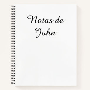 Cahier espagnol minimaliste noir sur blanc Notas