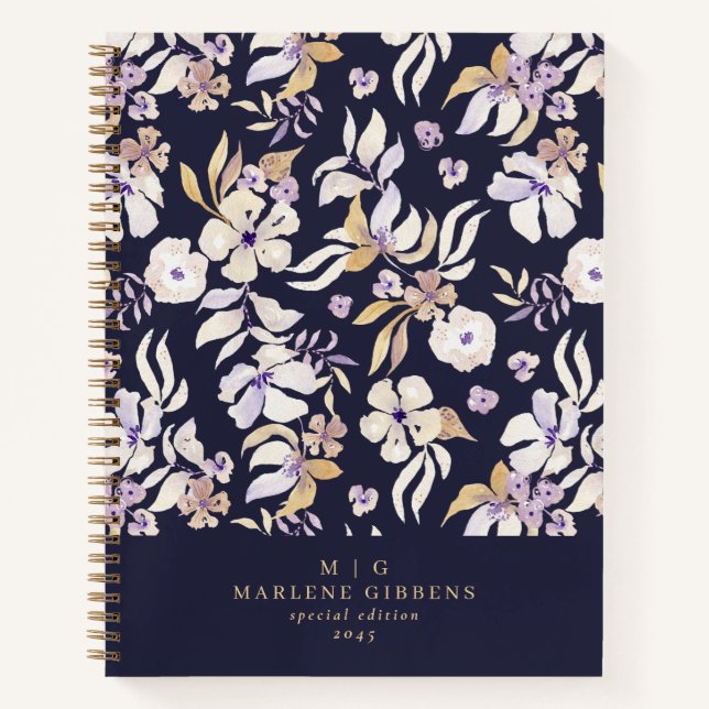 Cahier Fleurs Navy Or (Devant)