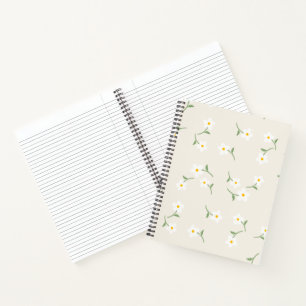 Cahier floral à motif marguerite crème Botanique