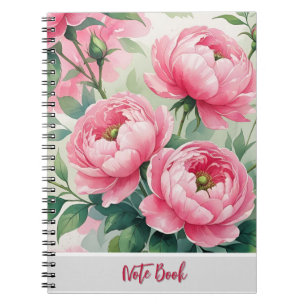 Cahier Floral Élégant aux Pivoines Roses