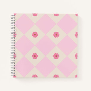 Cahier Floral Géométrique Rose Pastel et Beige