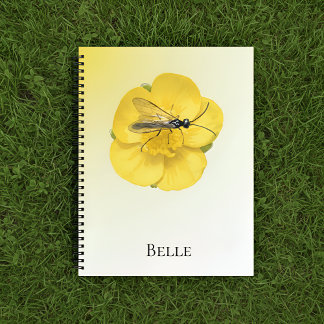 Cahier floral jaune élégant