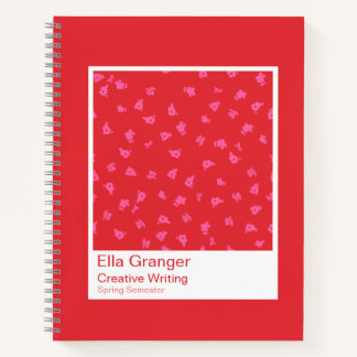 Cahier floral rouge et rose