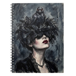 Cahier gothique : Femme avec corbeau