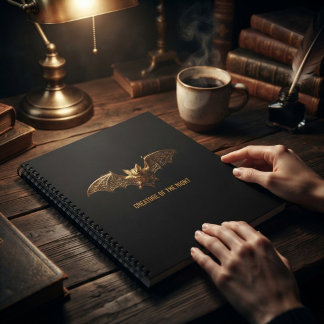 Cahier gothique Halloween Chauve-Souris dorée