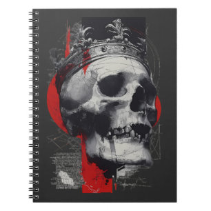 Cahier Grunge Trash Polka Couronne Crâne Rouge Noi