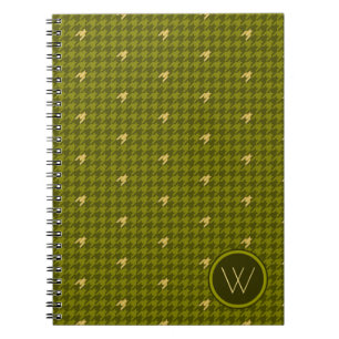 Cahier Houndstooth avec accent doré Olive